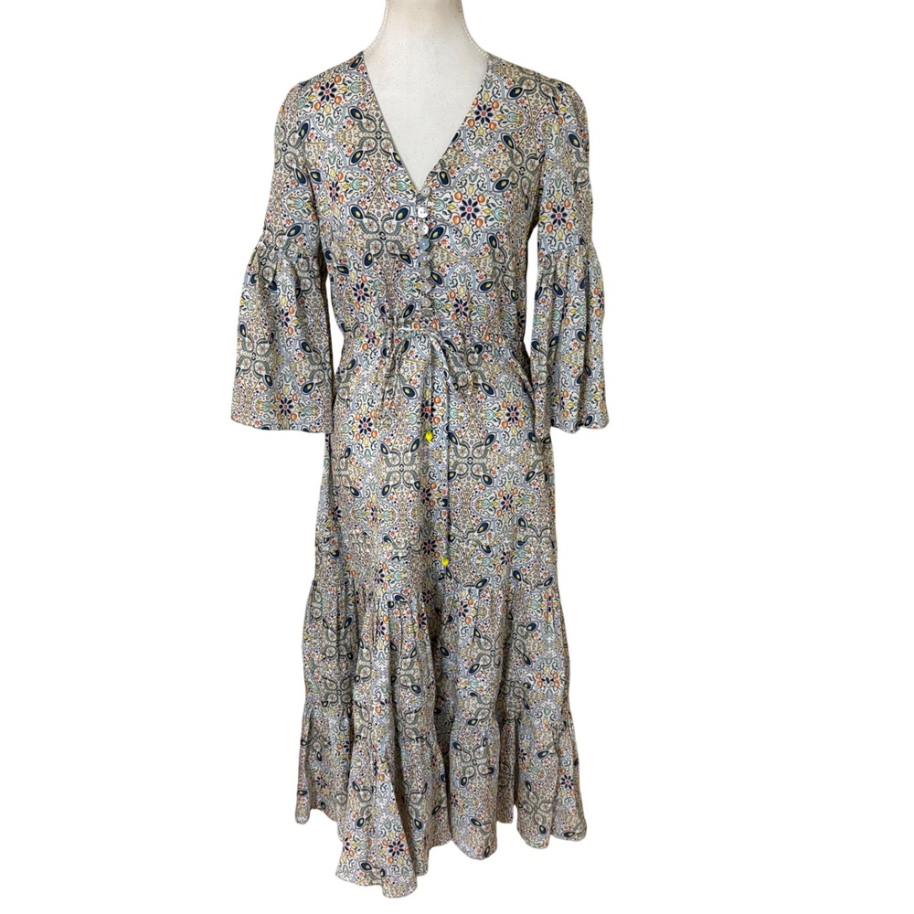 CATHERINE PREVOST Lemon Print Maxi‎ Dress Size Small Boho Vacation